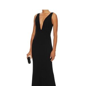 INTERMIX Black Deep V Dress